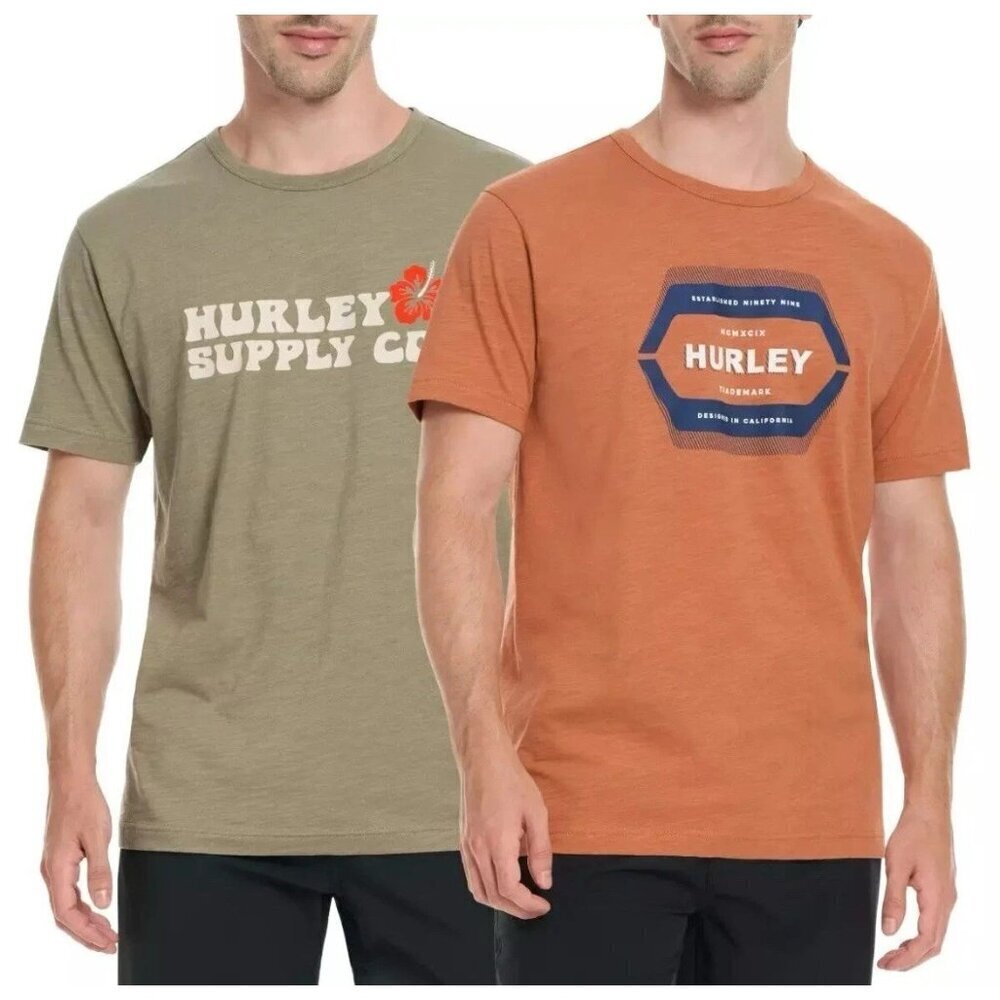 NEW Hurley Men's S 2-Pack Graphic Tee Shirt Classic Fit